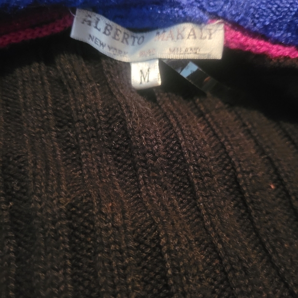 Alberto Malaki Colorblock Waterfall Cardigan In Black, Blue, and Pink M - Picture 6 of 6